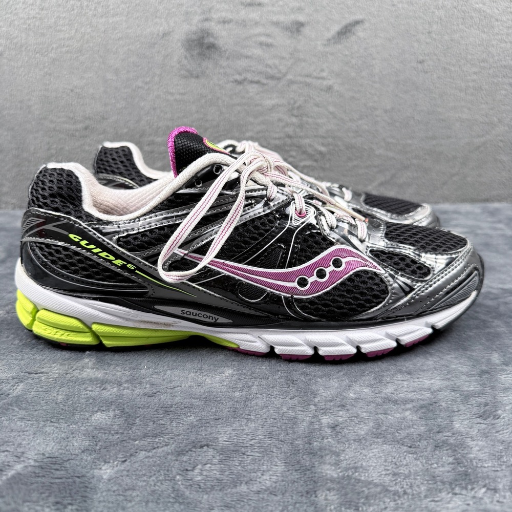 Saucony ProGrid Guide 6 Running Shoes Womens 9.5 Black Pink Silver Excellent